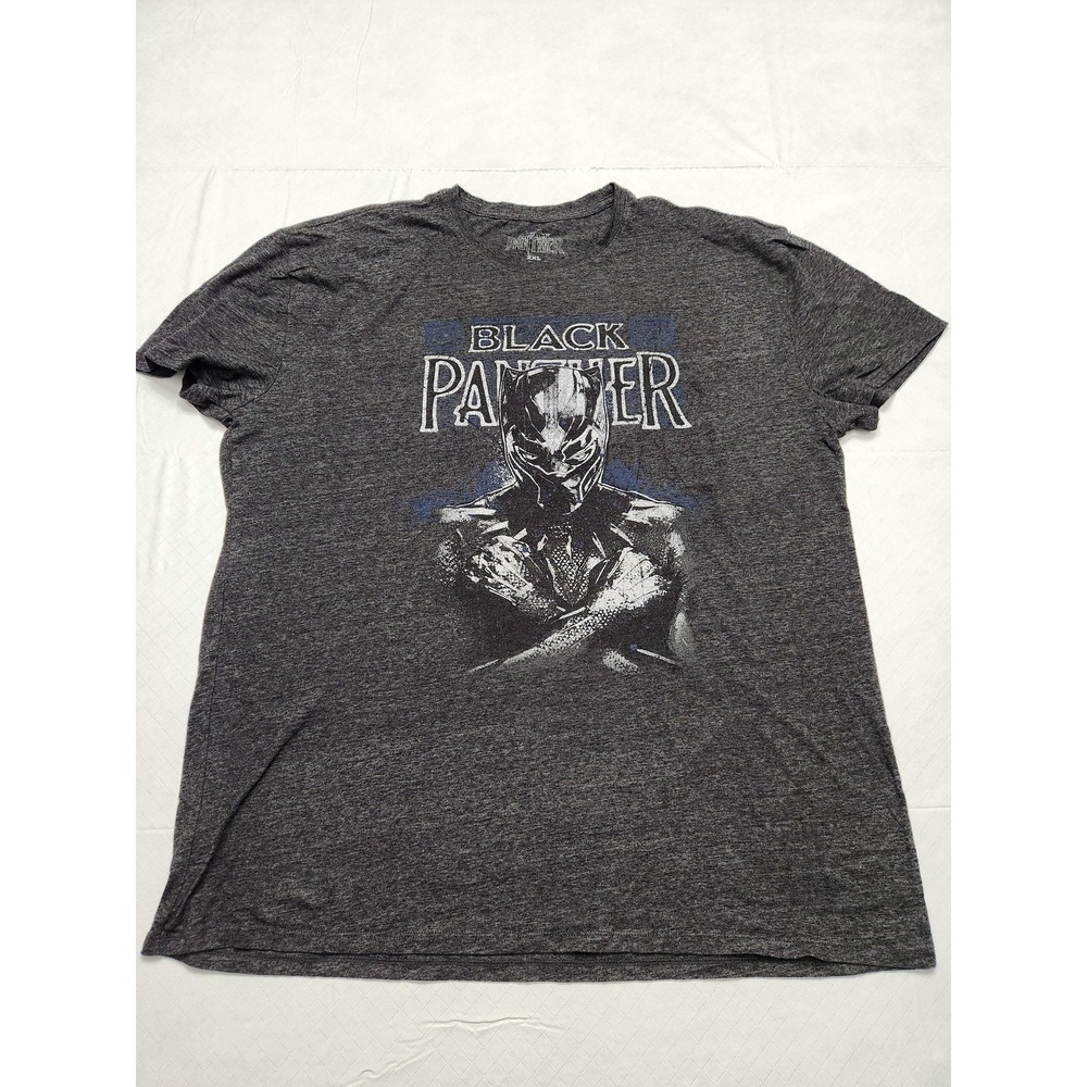 Black Panther Shirt Mens 2XL Gray Marvel Studios Graphic Tee Superhero